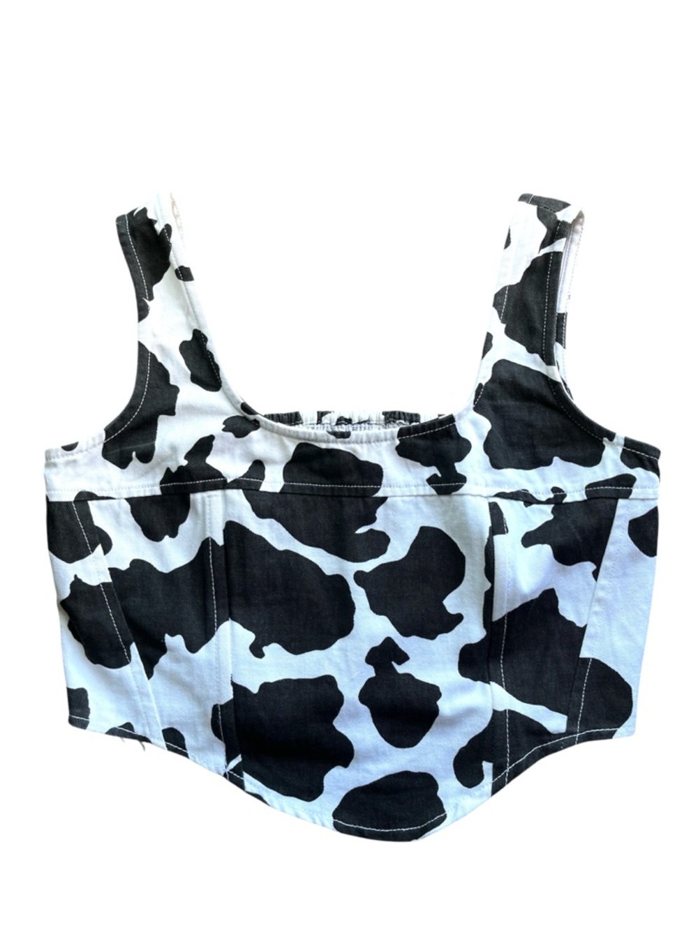 Lone Star Coastal Cowgirl Cow Animal Print Cropper Bustier Western Top